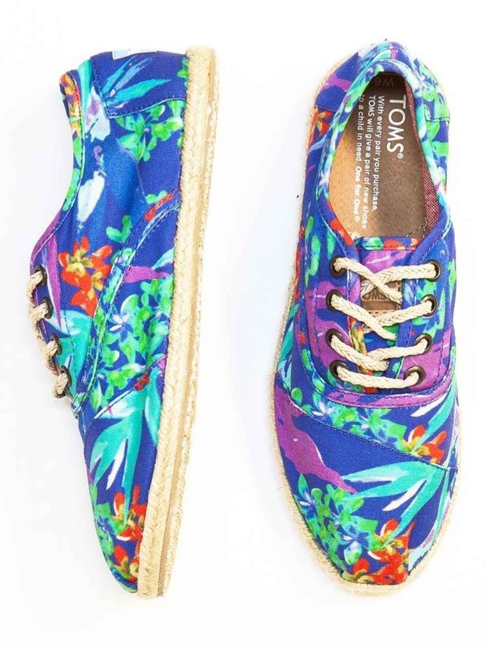 TOMS Blue Tropical Floral Espadrille Sneakers